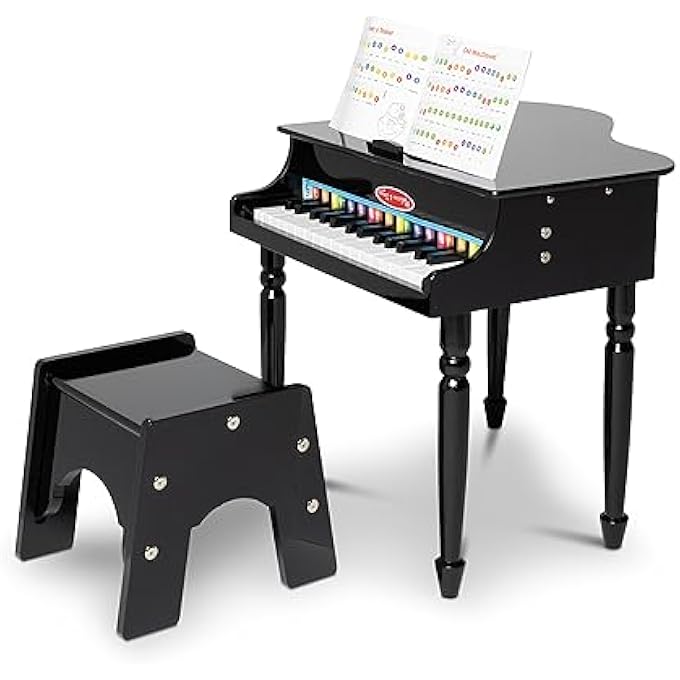 LEARN-TO-PLAY CLASSIC GRAND PIANO WITH 30 KEYS, COLOR-CODED SONGBOOK, AND NON-TIP BENCH 23.5X 22.2X 10" - Image 2
